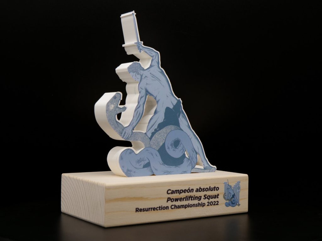 Custom Right Side Trophy - Absolute Champion Powerlifting Squat Resurrection Championship 2022