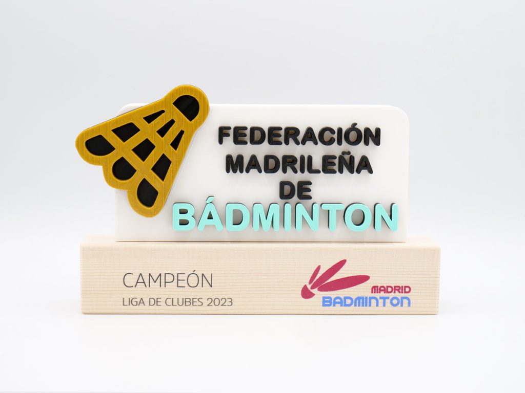 Custom Trophy - Badminton Madrilenian Badminton Federation Club League Champion 2023