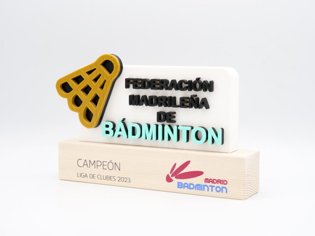 Custom Left Side Trophy - Badminton Madrilenian Badminton Federation Club League Champion 2023