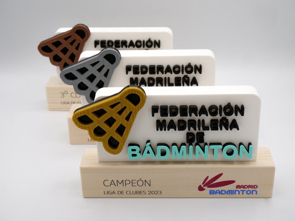 Custom Trophy Detail - Badminton Madrilenian Badminton Federation Club League Champion 2023