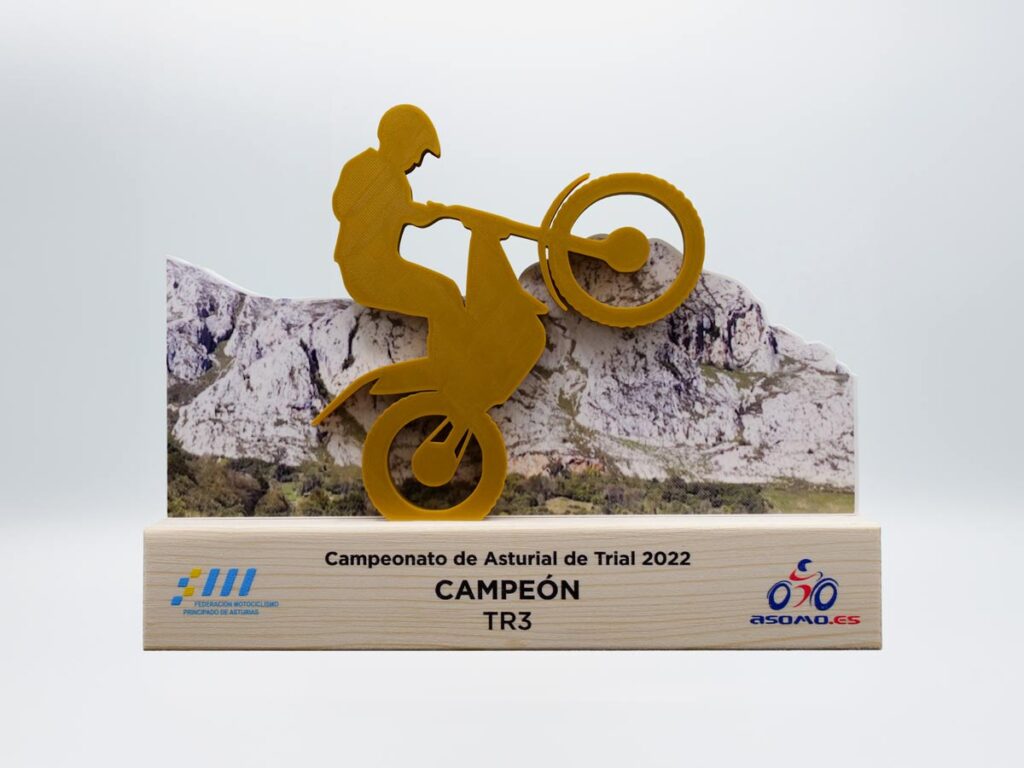 Custom Right Side Trophy - Champion of Asturias Trial Championship 2022