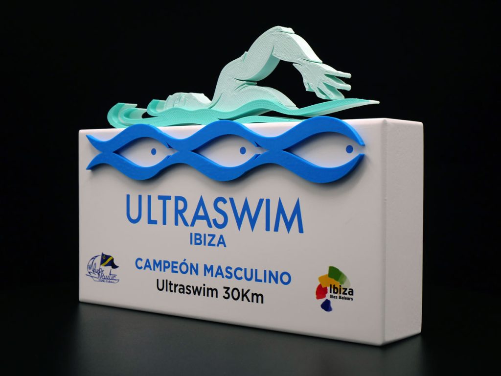Custom Left Side Trophy - Ultraswim Ibiza 30 km Men's Champion