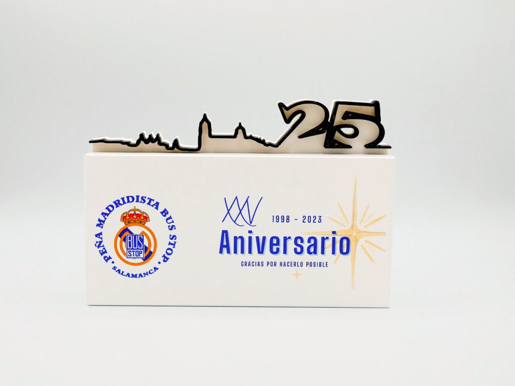 Custom Plaque - 25th Anniversary Peña Madridista Bus Stop Salamanca